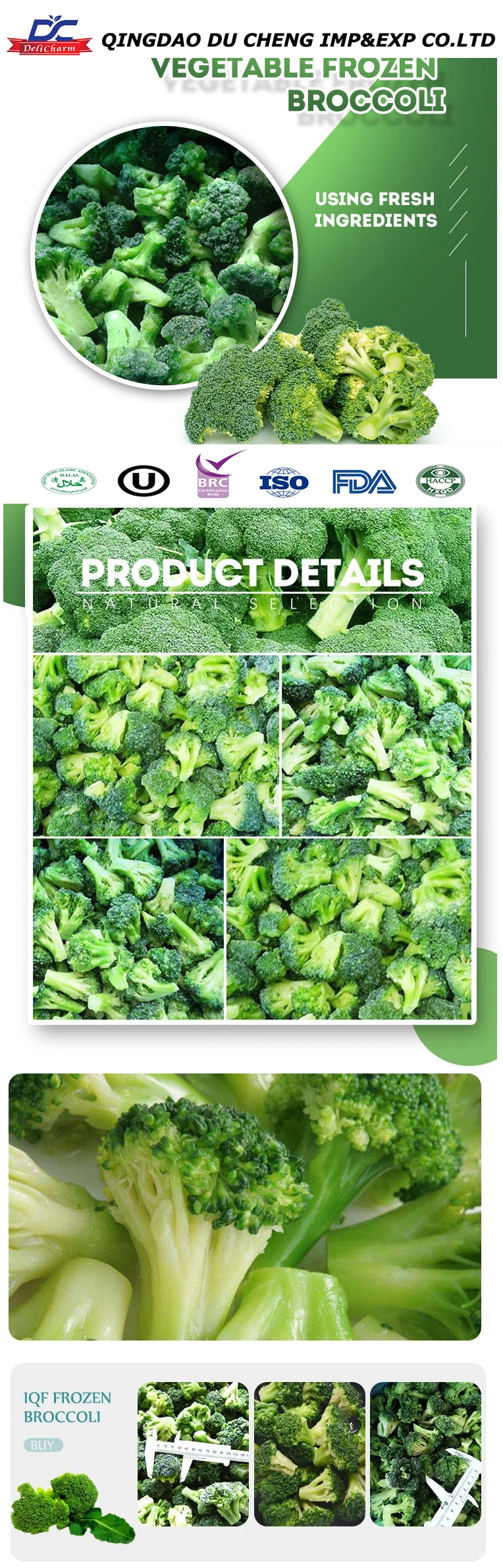 IQF Frozen Supply New Crop Green Broccoli