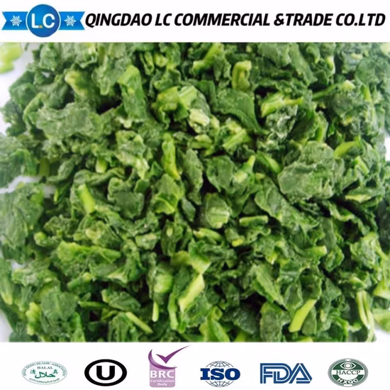 Hot Sale Nature Color Fresh IQF Frozen Chopped Spinach